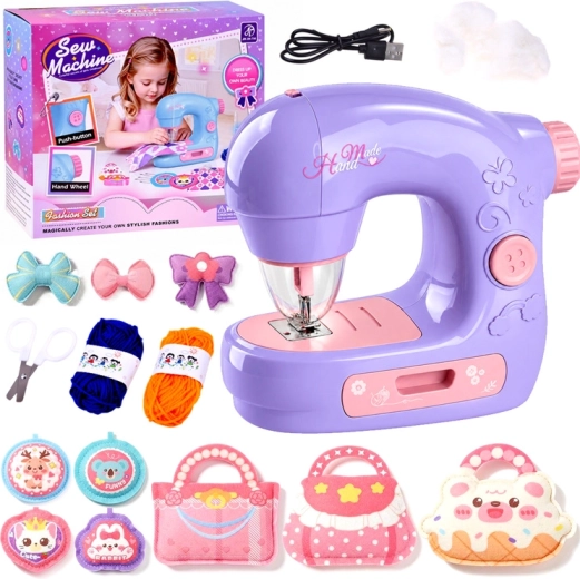 Kindernaaimachine met vilten accessoires voor handtasjes en decoraties