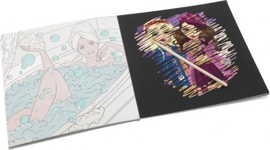 Combinatie van scratch art en kleurplaten