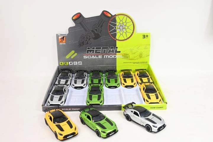 Sportieve metalen auto 15 cm met licht en geluid