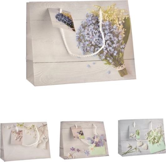 Cadeautas met bloemmotief 23 × 10 × 18 cm (4 varianten)