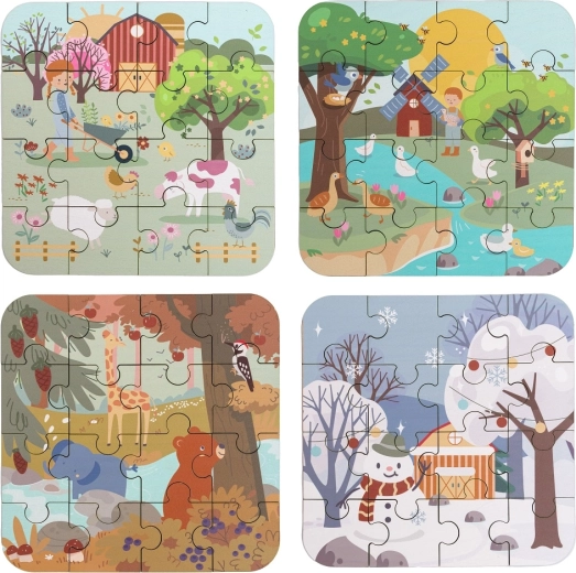Vier seizoenen in kinderlijke illustraties