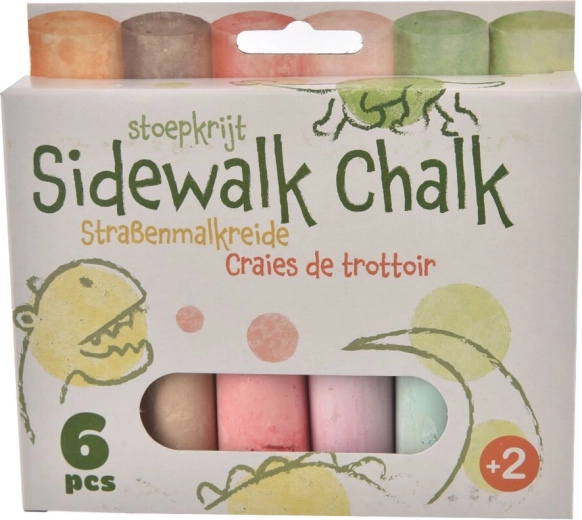 Gekleurde stoepkrijtjes jumbo 6 stuks