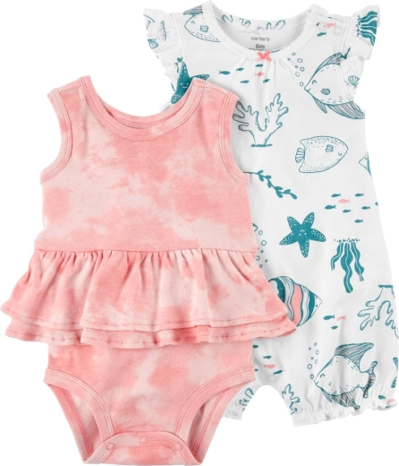 Carter's 2-delige zomerset voor meisje – mouwloze romper en zomeroverall met korte mouwen ivory ocean