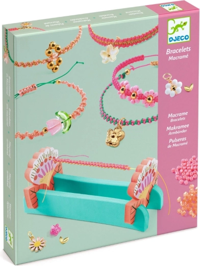 Djeco creatieve set voor macramé- en kralenarmbanden – roze