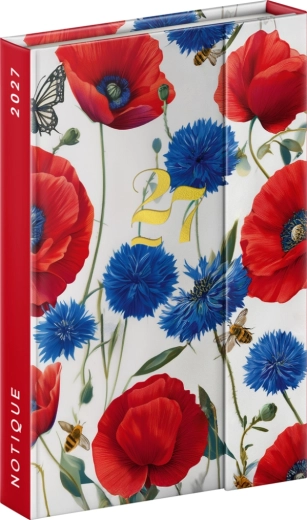 Notique wekelijkse magnetische agenda klaprozen 2027, 11 × 16 cm