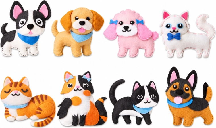 Maak 8 vilten dieren