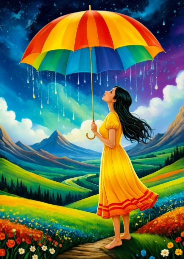 Enjoy puzzel Regenboogparaplu 1000 stukjes