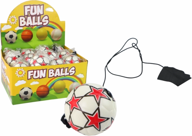 Voetbaljojo aan elastiek 6 cm – wit met sterretjes