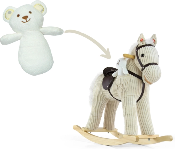 Het paard reist met een teddybeer – vriendje