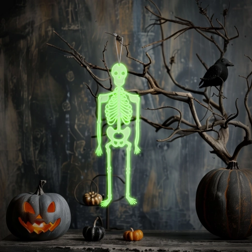 Halloween-fosforescerende hangdecoratie skelet, 32 × 11 cm