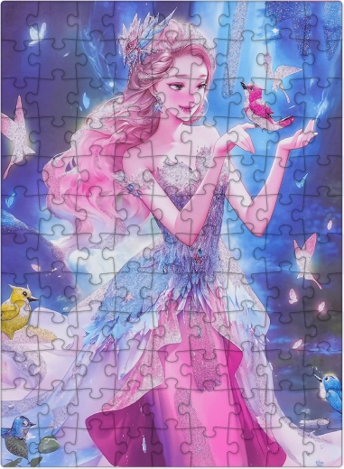 Puzzel Roze prinses met glitters, 100 stukjes