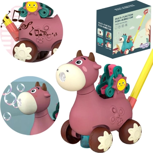 Woopie loopwagen koe met bubbels en geluiden – roze