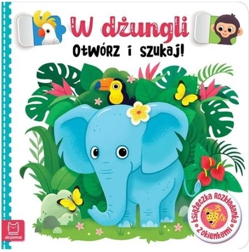 Kinderboek met uitklapvensters: open en zoek in de jungle