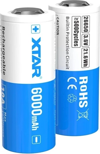 XTAR li-ion accu 26650 6000 mAh 3,6 V met beveiliging - 1 stuk