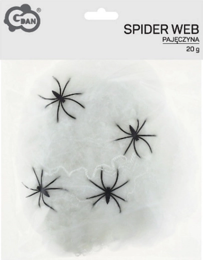 Witte kunstspinrag 20 g met 4 spinnen - 1 stuk