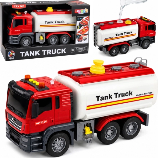 Speelgoed tankwagen Tank Truck met watersysteem, licht en geluid – rood