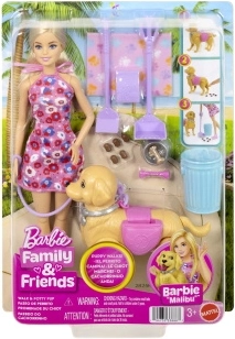 Barbie Malibu tijdens een wandeling met haar hondje