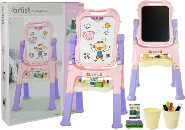 Dubbelzijdig magnetisch kinderbord roze-paars