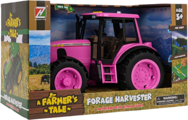 Roze tractor met licht- en geluidseffecten