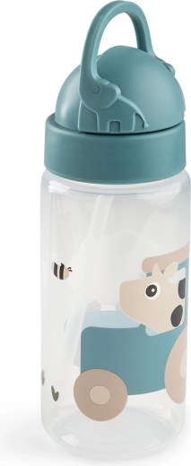 Done by Deer drinkfles met rietje Tiny farm blauw 350 ml
