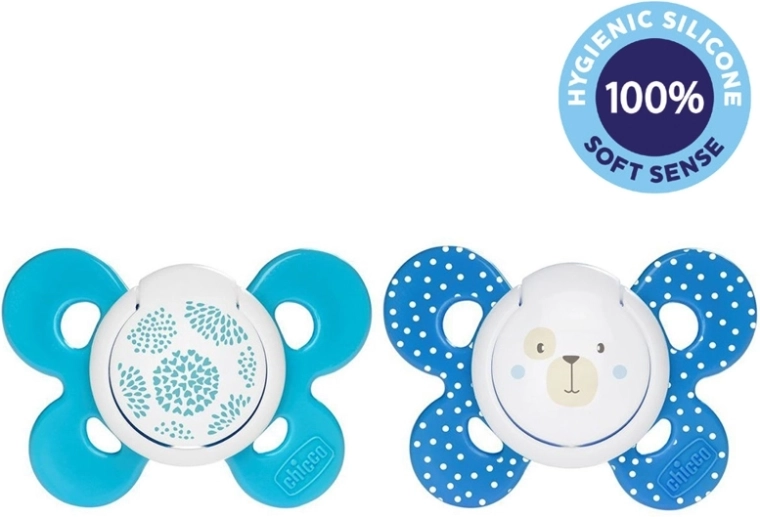 Chicco fopspeen Physio Comfort siliconen 6–16 m, blauwe motieven, 2 stuks
