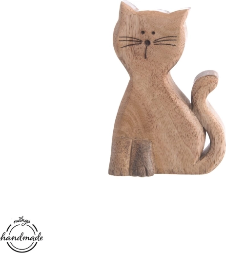 Houten decoratie kat Mango micka 15 cm - 1 stuk