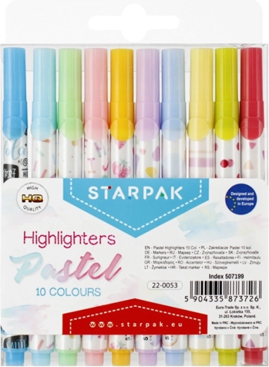 Pastelkleurige markeerstiften STARPAK – set van 10 stuks