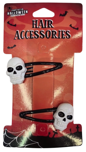 Halloween haarklemmen met schedelmotief - 2 stuks