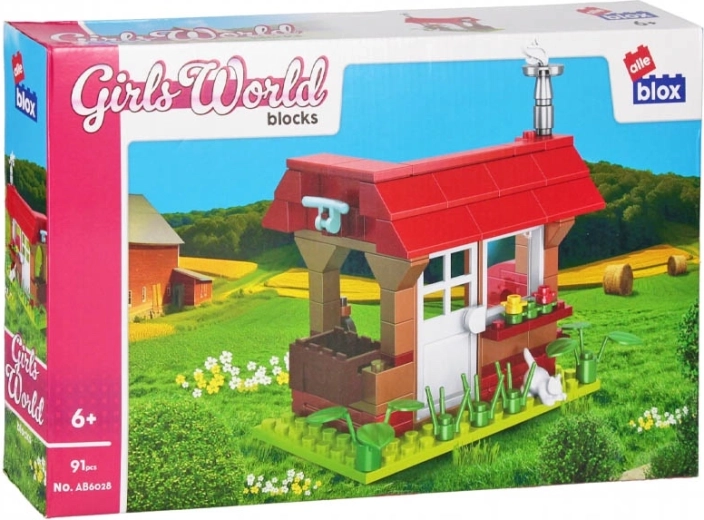Meisjes bouwset huisje van blokken 91 stukjes