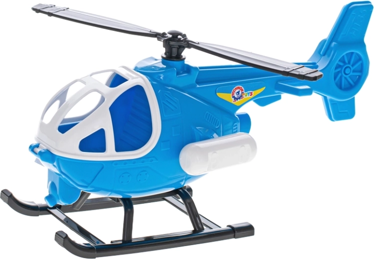 Blauwe kunststof helikopter met te openen cockpit 25 cm