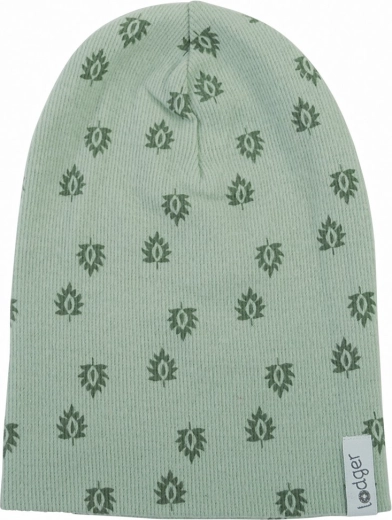 LODGER katoenen geribde muts met print silt green 0–6 maanden