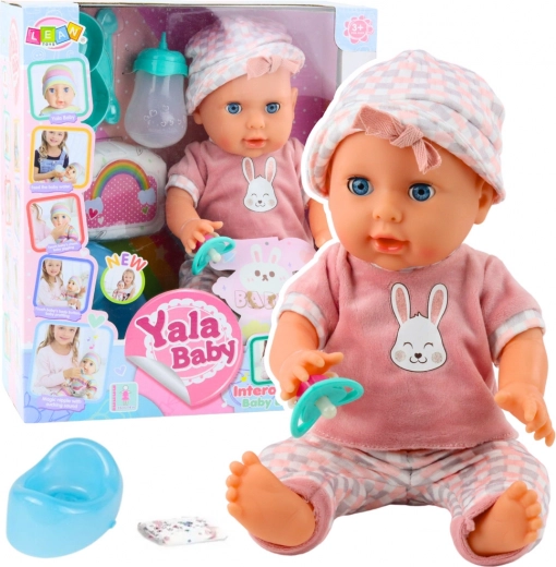 Plaspoppen Baby Roze met Accessoires en Geluiden 35 cm
