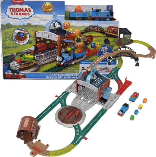 Fisher-Price Thomas en zijn vrienden spoorbaan Vaten bezorgen, laden en lanceren met locomotief Thomas