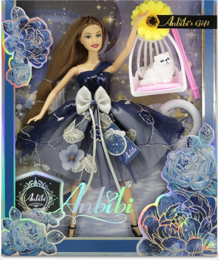 Anbibi bloemige pop Anetka 28 cm