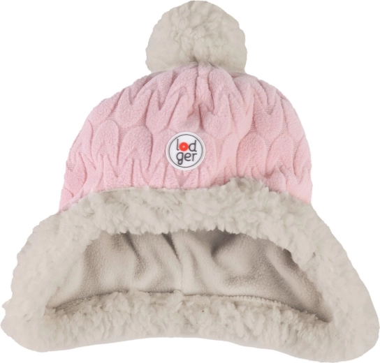 Lodger fleece muts hatter empire fleece sensitive met pompon roze (3–6 maanden)