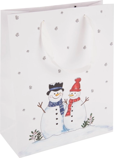 Papieren geschenktas met sneeuwpopmotief 26 × 12 × 32 cm