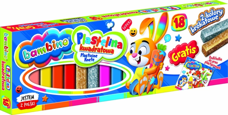 Rechthoekige klei BAMBINO, 18 kleuren