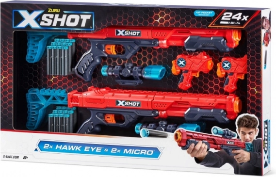 Set van blasters X-Shot Excel Hawk Eye en Micro