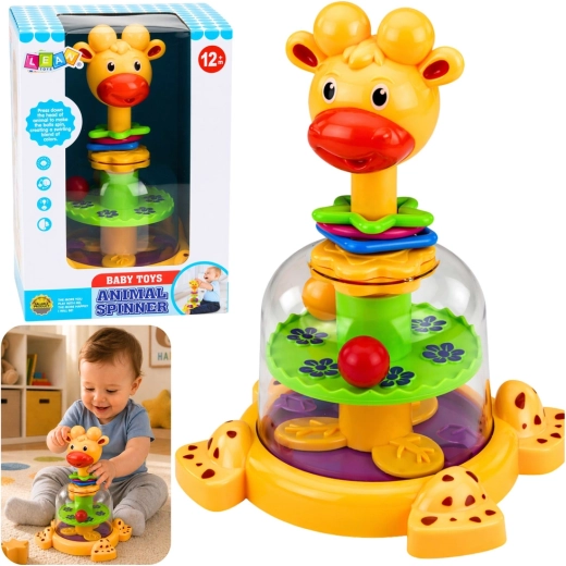 Interactief draaiend girafspeeltje met wervelende balletjes voor baby’s