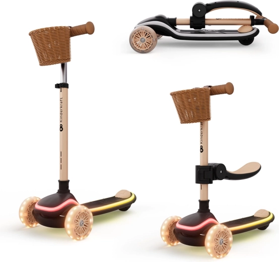 Kinderkraft RAKET UP 2-in-1 step en loopfiets met zitje beige