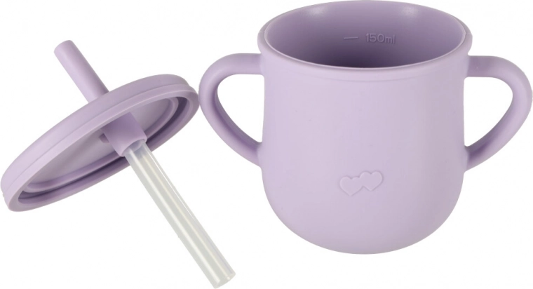 Beker met twee deksels inclusief rietje