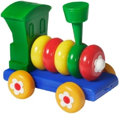 gekleurde plastic trein voor kinderen met ringen