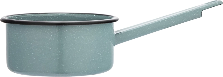 Geëmailleerd steelpannetje met handvat 1 l saliegroen met gespikkeld decor