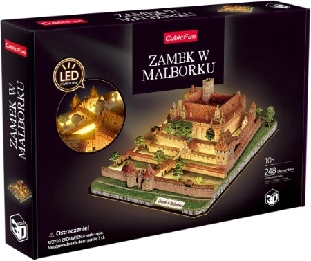 3D-puzzel CubicFun kasteel Malbork met LED-verlichting - 1 stuk