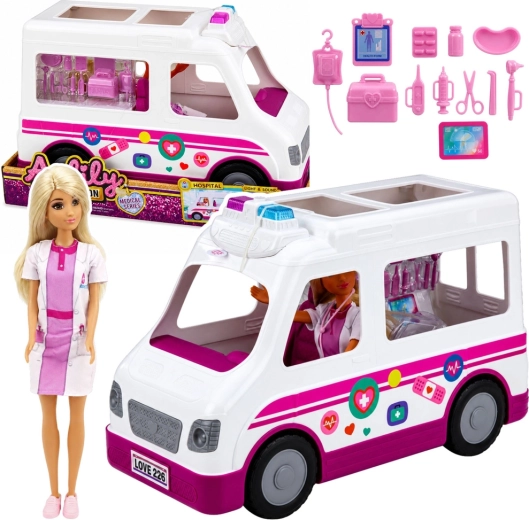 Anlily dokter met ambulance en medische accessoires 30 cm