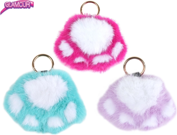 Glamour pluchen sleutelhanger kattenpoot 9 cm