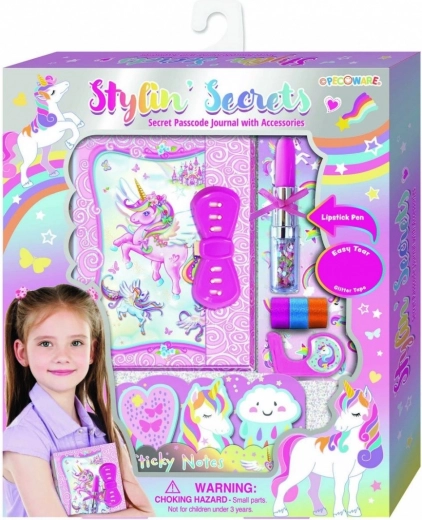 Dagboek met slot en pen Pecoware – eenhoorn