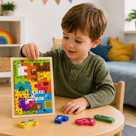 Leuk dieren puzzelen in het bord