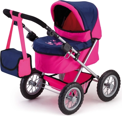 Diepe kinderpoppenwagen Bayer Trendy roze-donkerblauw - 1 stuk