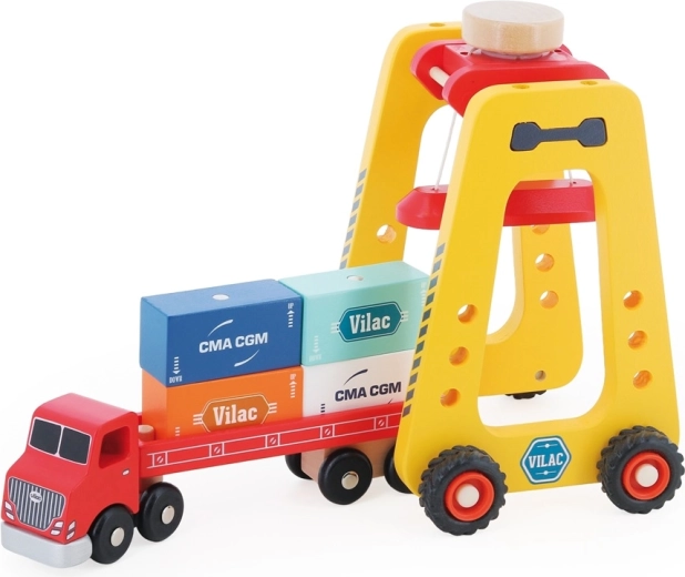 Vrachtwagen en 4 magnetische containers in de verpakking